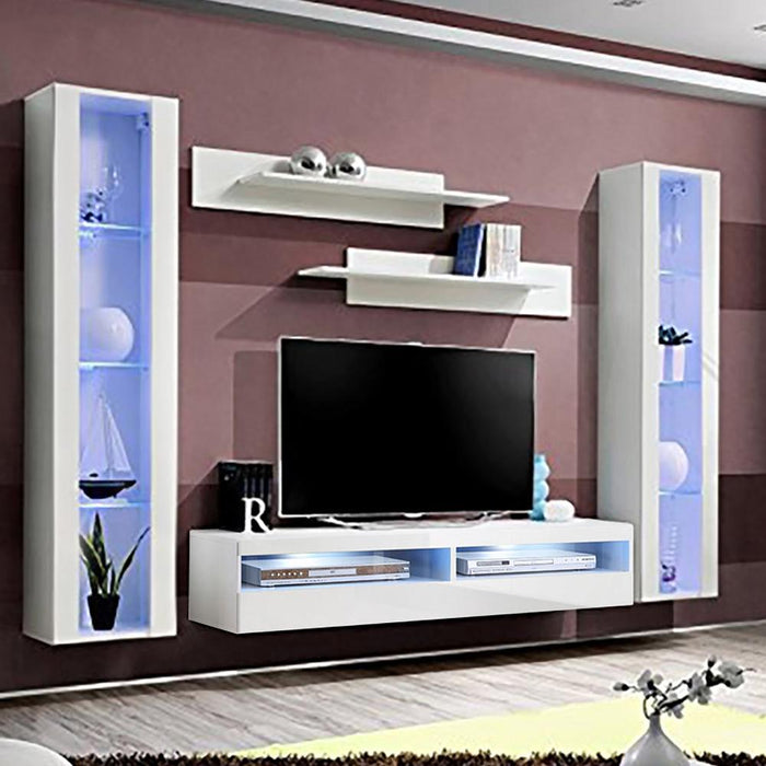 Fly A 35TV Wall Mounted Floating Modern Entertainment Center - White AB2