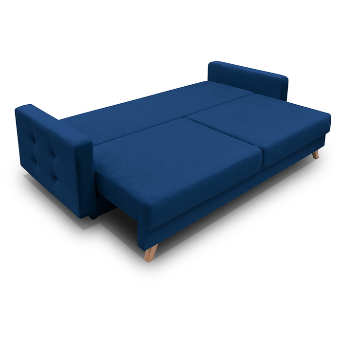 Vegas Mid-Century Modern Tufted Sleeper Sofa with Storage - Navy Blue
