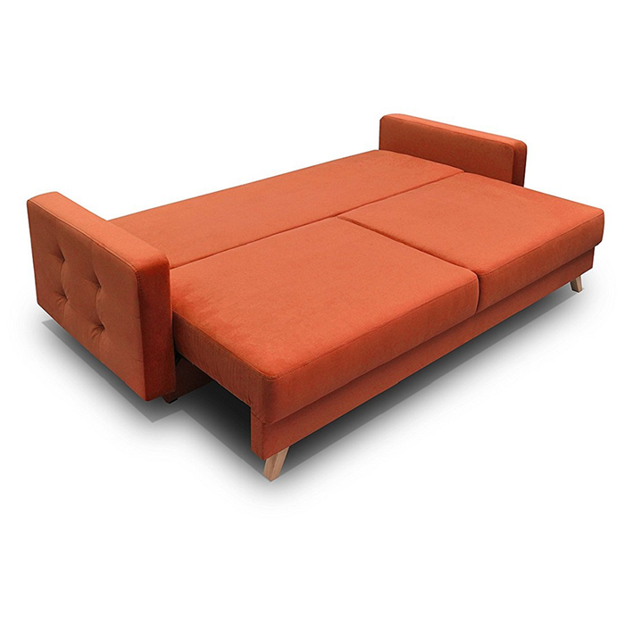 Vegas Mid-Century Modern Tufted Sleeper Sofa with Storage - Orange