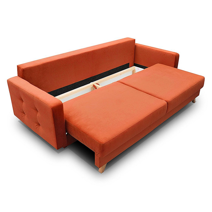 Vegas Mid-Century Modern Tufted Sleeper Sofa with Storage - Orange