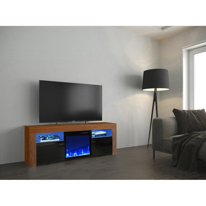 Milano 145EF Electric Fireplace Modern 58" TV Stand - Walnut/Black