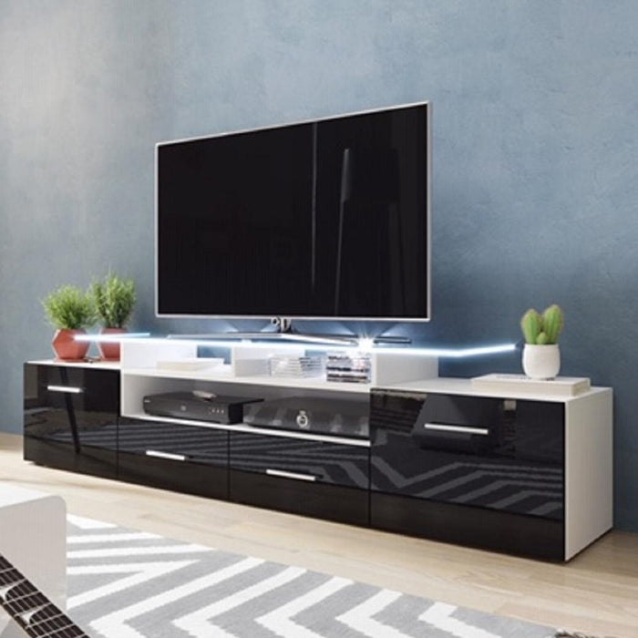 Evora Modern 76" TV Stand - White/Black