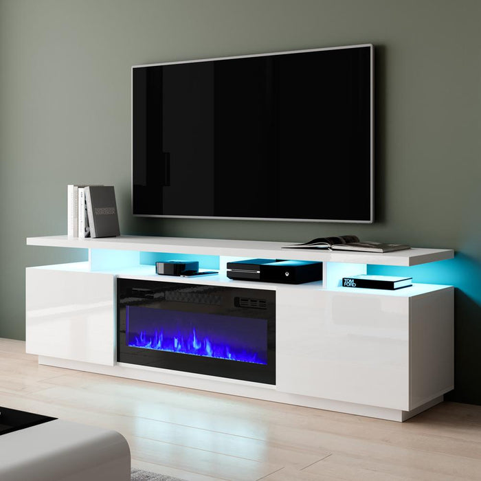 Eva-KBL Electric Fireplace Modern 71" TV Stand - White