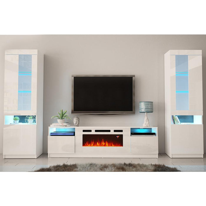 York WH02 Electric Fireplace Modern Wall Unit Entertainment Center - White