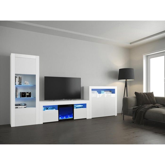 Milano Set 145EF-BK-2D Electric Fireplace Modern Wall Unit Entertainment Center - White