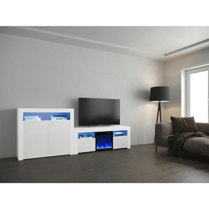 Milano Set 145EF-2D Electric Fireplace Modern Wall Unit Entertainment Center - White