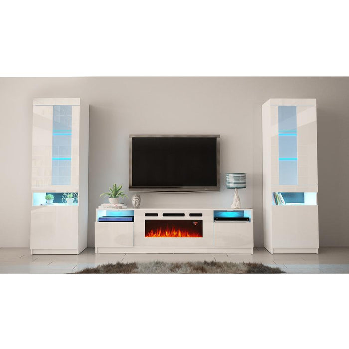 York WH02 Electric Fireplace Modern Wall Unit Entertainment Center - White