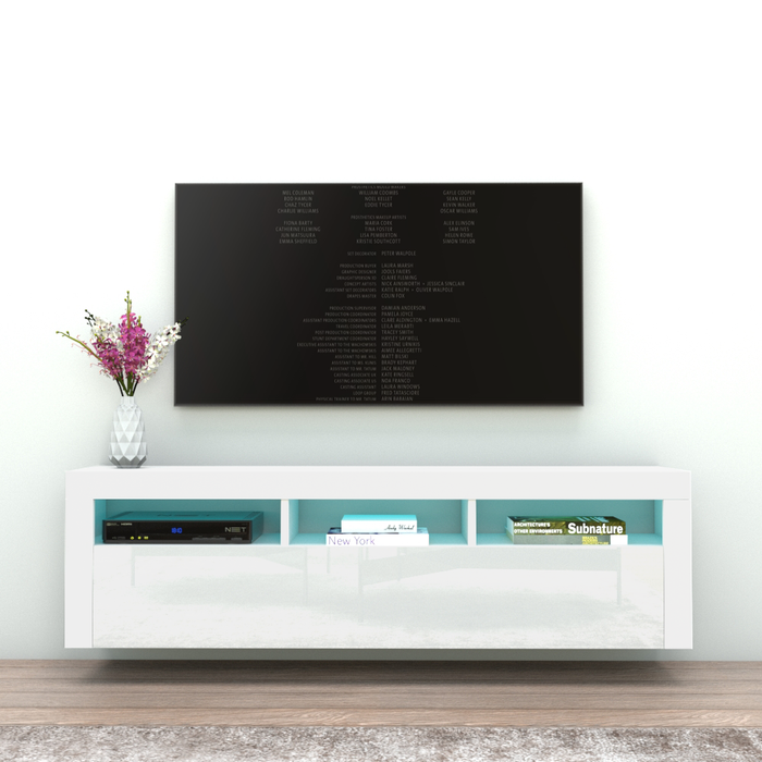 Milano Classic Wall Mounted Floating Modern 63" TV Stand - White