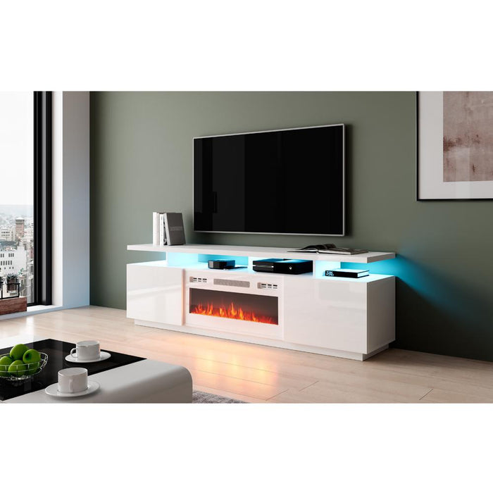 Eva-KWH Electric Fireplace Modern 71" TV Stand - White