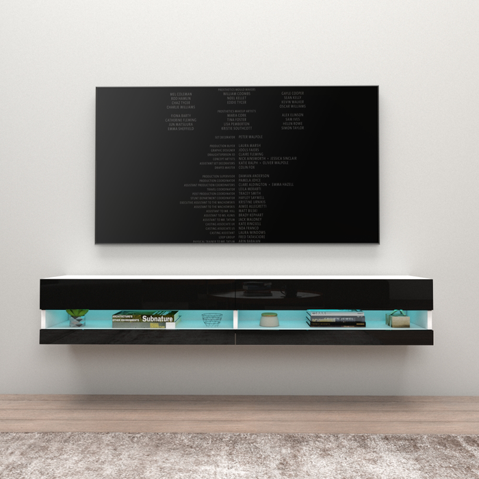 Vigo Wall Mounted Floating Modern 71" TV Stand - White/Black