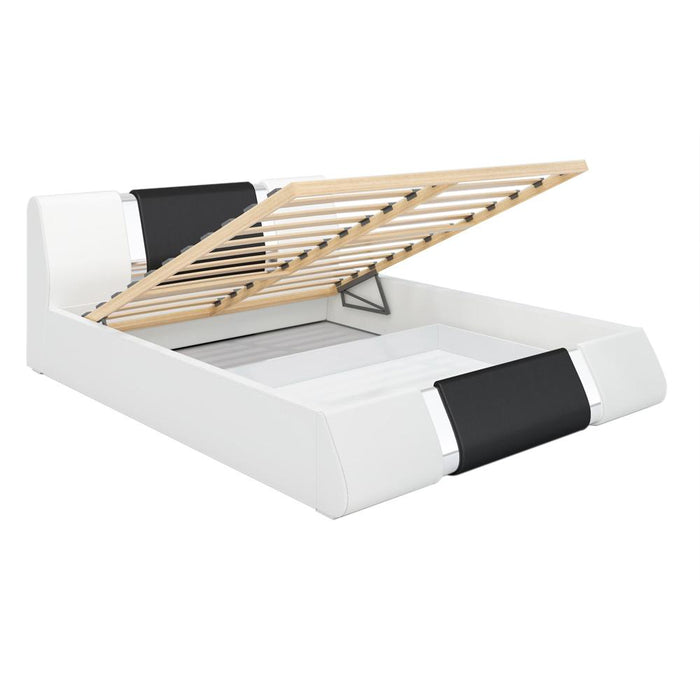 Rio Modern Upholstered Low Profile Platform Bed with Storage - White/Black King