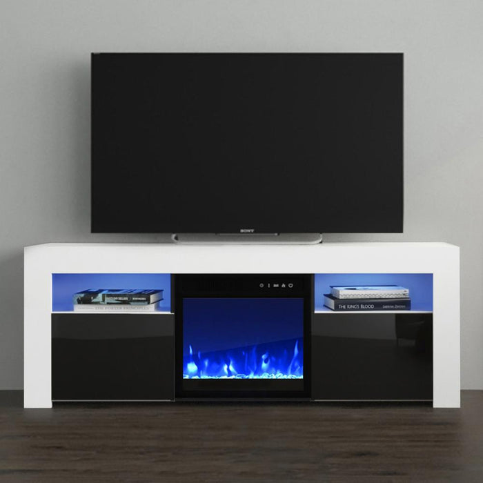 Milano 145EF Electric Fireplace Modern 58" TV Stand - White/Black