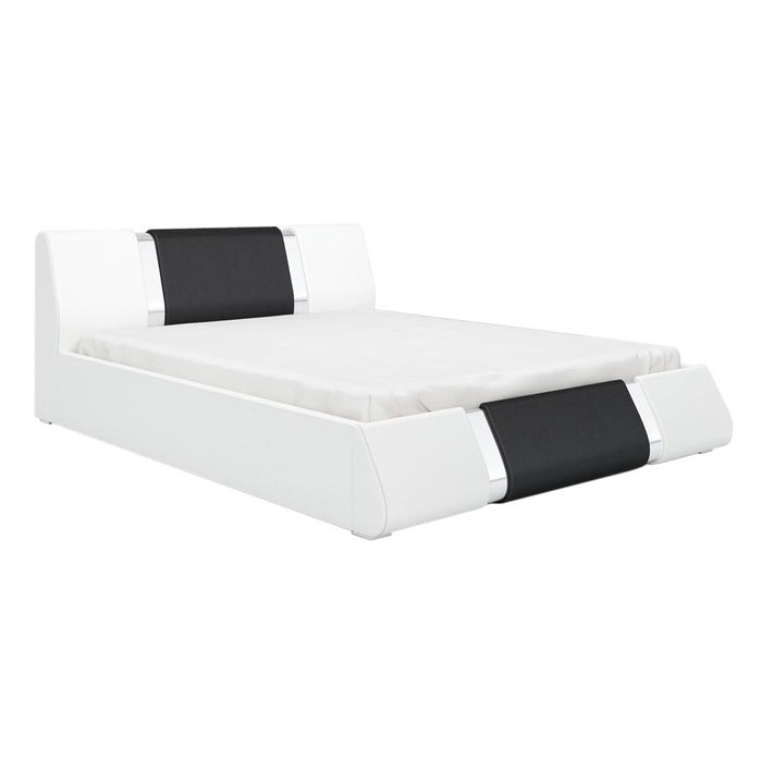 Rio Modern Upholstered Low Profile Platform Bed with Storage - White/Black Queen
