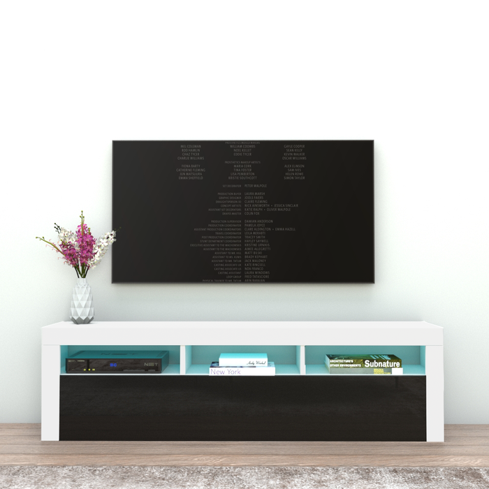 Milano Classic Wall Mounted Floating Modern 63" TV Stand - White/Black