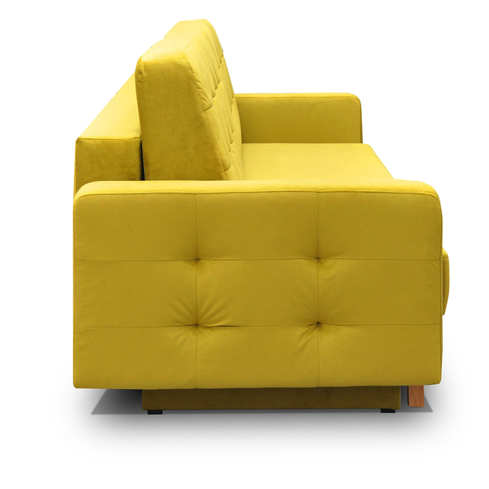 Vegas Mid-Century Modern Tufted Sleeper Sofa with Storage - Yellow