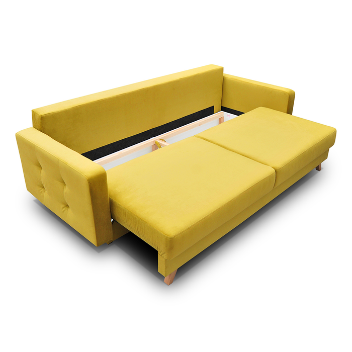 Vegas Mid Century Modern Tufted Sleeper Sofa with Storage Yellow